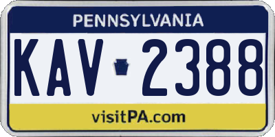 PA license plate KAV2388