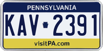PA license plate KAV2391