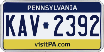 PA license plate KAV2392