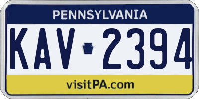 PA license plate KAV2394