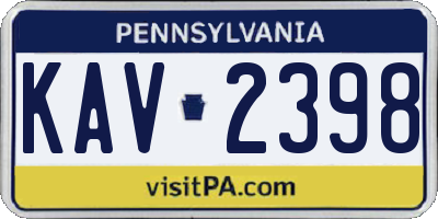 PA license plate KAV2398