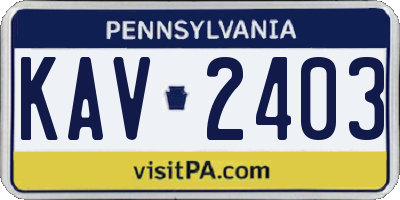 PA license plate KAV2403