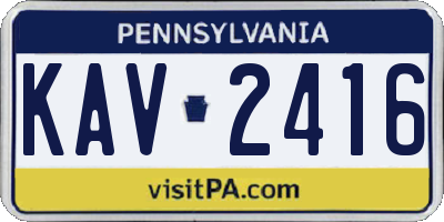 PA license plate KAV2416