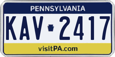 PA license plate KAV2417