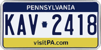PA license plate KAV2418