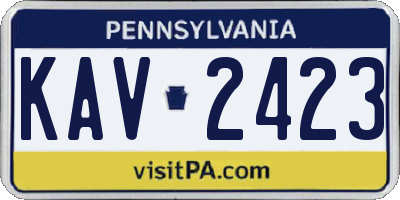 PA license plate KAV2423