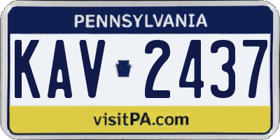 PA license plate KAV2437