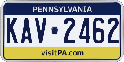 PA license plate KAV2462