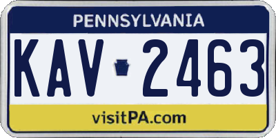 PA license plate KAV2463