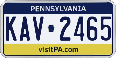PA license plate KAV2465