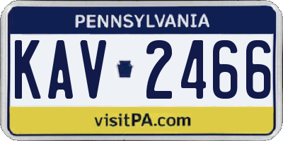 PA license plate KAV2466