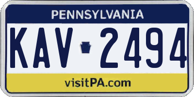 PA license plate KAV2494