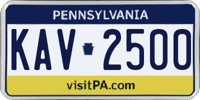 PA license plate KAV2500