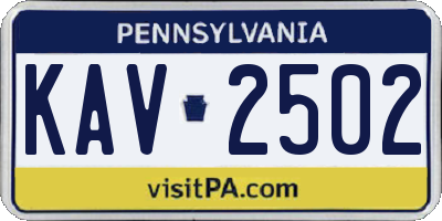 PA license plate KAV2502