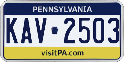 PA license plate KAV2503