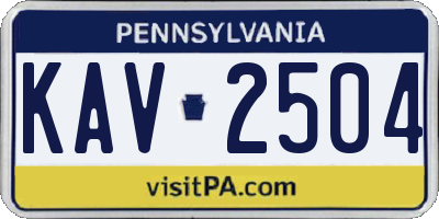 PA license plate KAV2504
