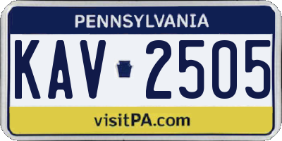 PA license plate KAV2505