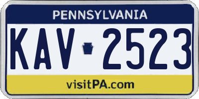 PA license plate KAV2523