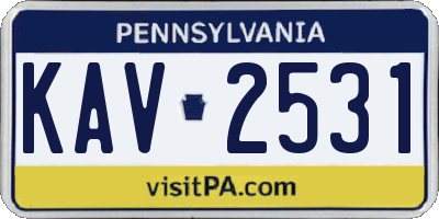 PA license plate KAV2531