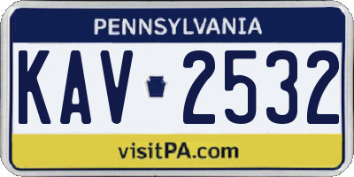 PA license plate KAV2532