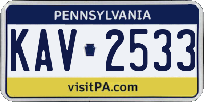 PA license plate KAV2533