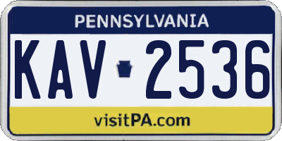PA license plate KAV2536