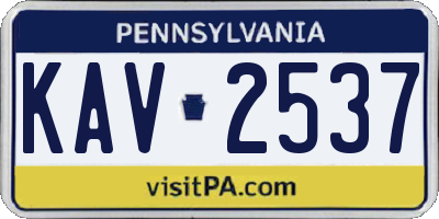 PA license plate KAV2537