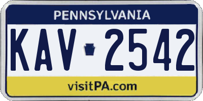PA license plate KAV2542