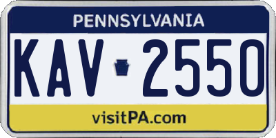 PA license plate KAV2550