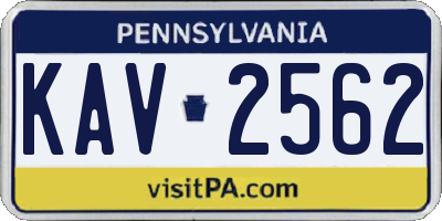 PA license plate KAV2562