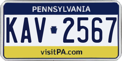 PA license plate KAV2567