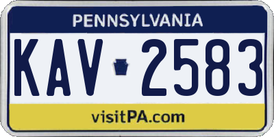 PA license plate KAV2583