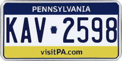 PA license plate KAV2598