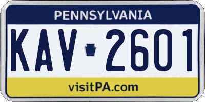 PA license plate KAV2601