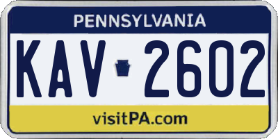 PA license plate KAV2602