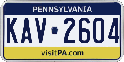 PA license plate KAV2604