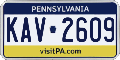 PA license plate KAV2609