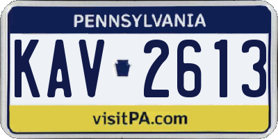 PA license plate KAV2613