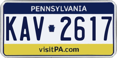 PA license plate KAV2617