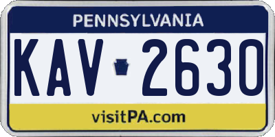 PA license plate KAV2630