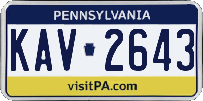 PA license plate KAV2643