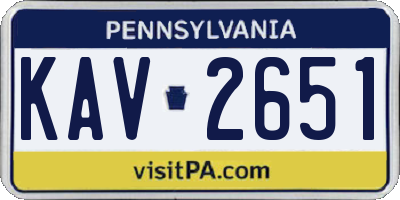 PA license plate KAV2651