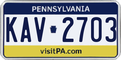 PA license plate KAV2703