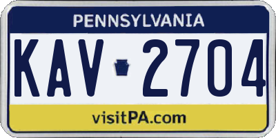 PA license plate KAV2704