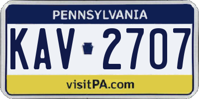 PA license plate KAV2707
