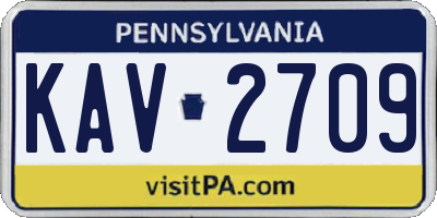 PA license plate KAV2709
