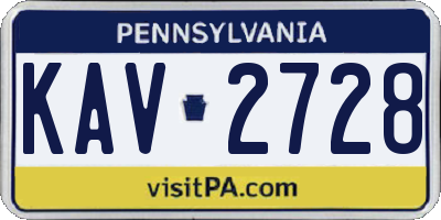 PA license plate KAV2728