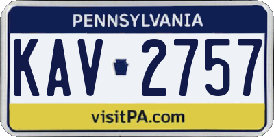 PA license plate KAV2757