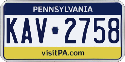 PA license plate KAV2758