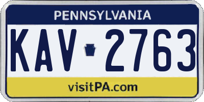 PA license plate KAV2763